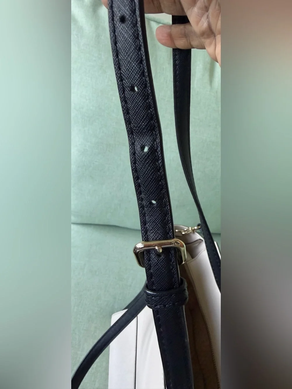 kate spade Two-Tone Cream and Black Saffiano Satchel